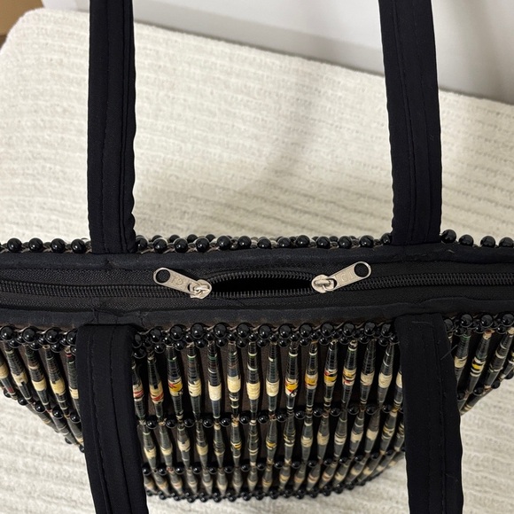 Chic Handmade African Black and Multicolor Woven Tote - Picture 10 of 10